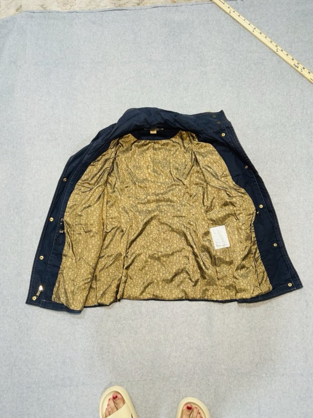 Michael Kors Women Long Sleeve Full Zip Windbreaker Jacket Navy Gold Size XS - Picture 6 of 11